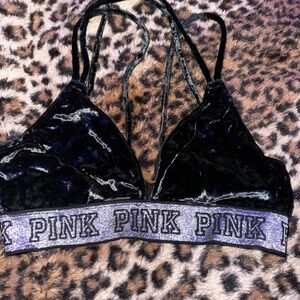 PINK Victoria's Secret Black Velvet Bralette